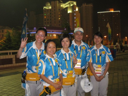 Volunteers at the 2008 Olympics at Shanghai Stadium